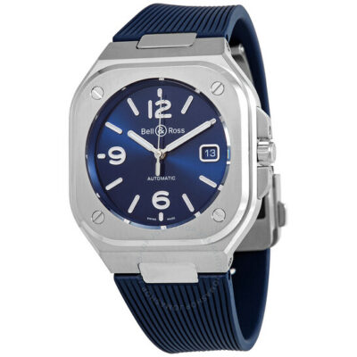 Elite Watches BELL & ROSS BR 05 40 MM Steel Blue Dial Blue Rubber Strap Watch BR05A-BLU-ST/SRB