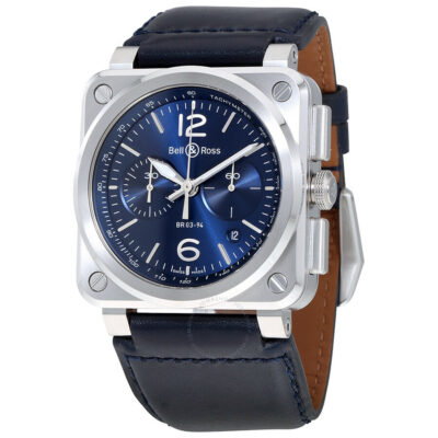 Elite Watches BELL & ROSS BR 03-94 Blue Dial Blue Leather Strap Watch BR0394-BLU-ST/SCA