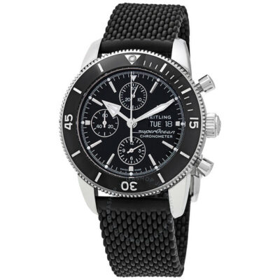 Elite Watches BREITLING Superocean Heritage II Chronograph 44 Black Ceramic Rubber Strap Men's Watch A13313121B1S1