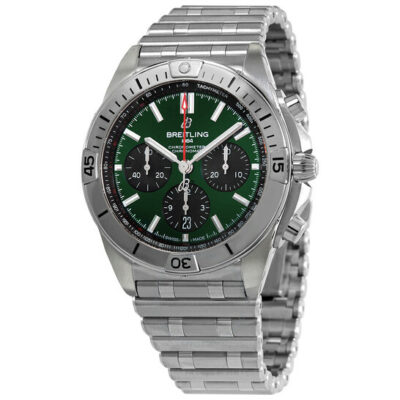 Elite Watches BREITLING Chronomat B01 42 Green Chronograph Dial Stainless Steel Watch AB0134101L1A1